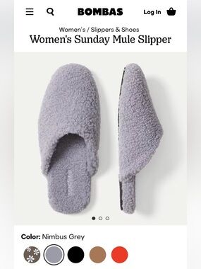NWOT Bombas Sunday Mule Slipper in Nimbus Grey